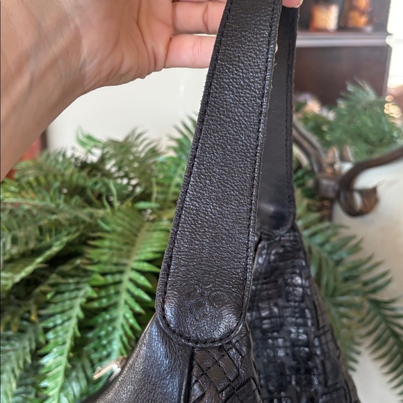 Patricia Nash Black Leather Braided Stitch Marcellina Hobo Bag Tassel Purse - Picture 11 of 16